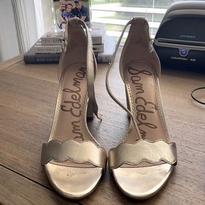 Gold Scallop block heel by Sam Edelman